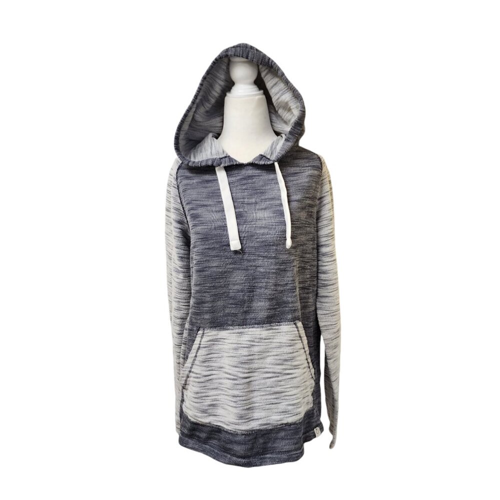 Free Planet Light Dark Grey Marled Knit Pullover Hoodie Women's Large